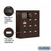 Salsbury Cell Phone Storage Locker - with Front Access Panel - 4 Door High Unit (5 Inch Deep Compartments) - 12 A Doors (11 usable) - Bronze - Surface Mounted - Resettable Combination Locks